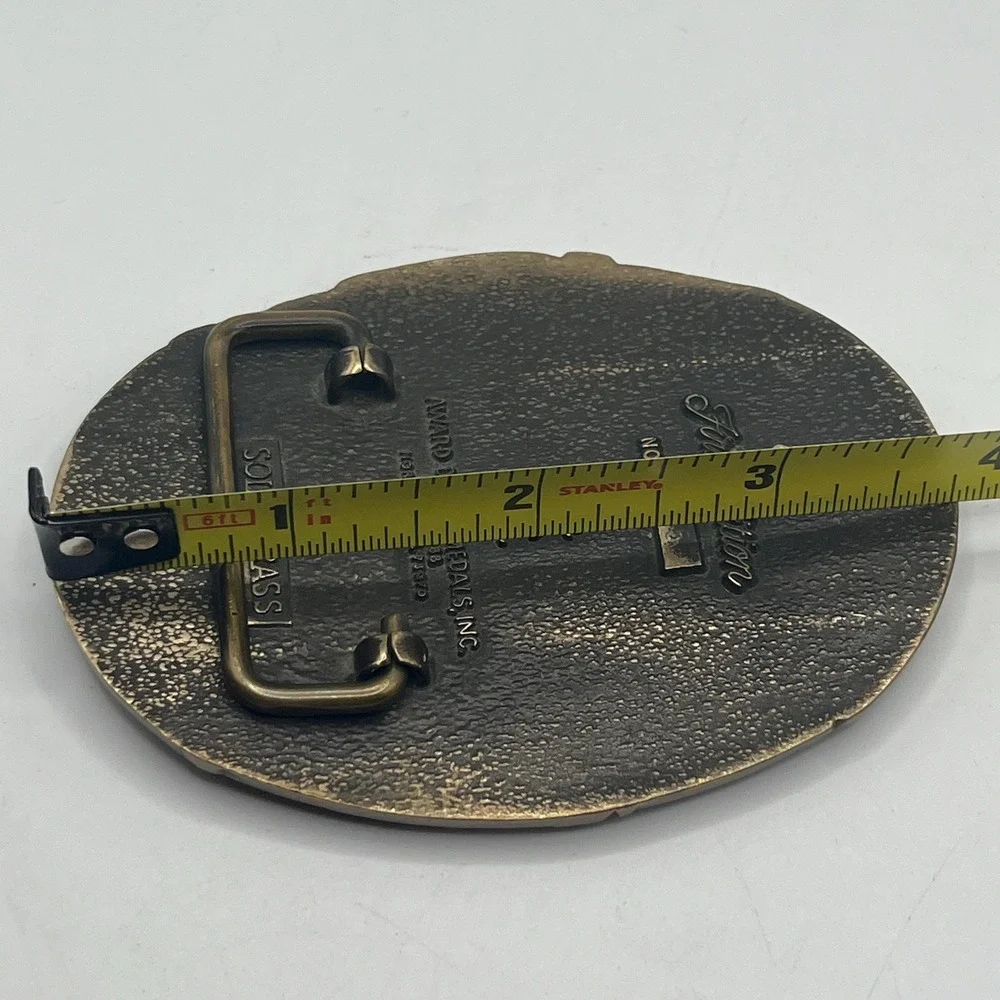 Vintage Solid Brass Award Design Medals Equestrian Horse Theme Belt Buckle